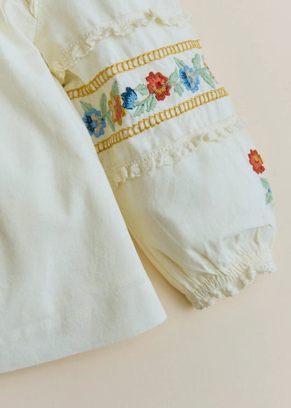 Ecru with Multicolored Embroidery