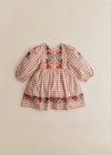 Checked Print with Floral Embroidery