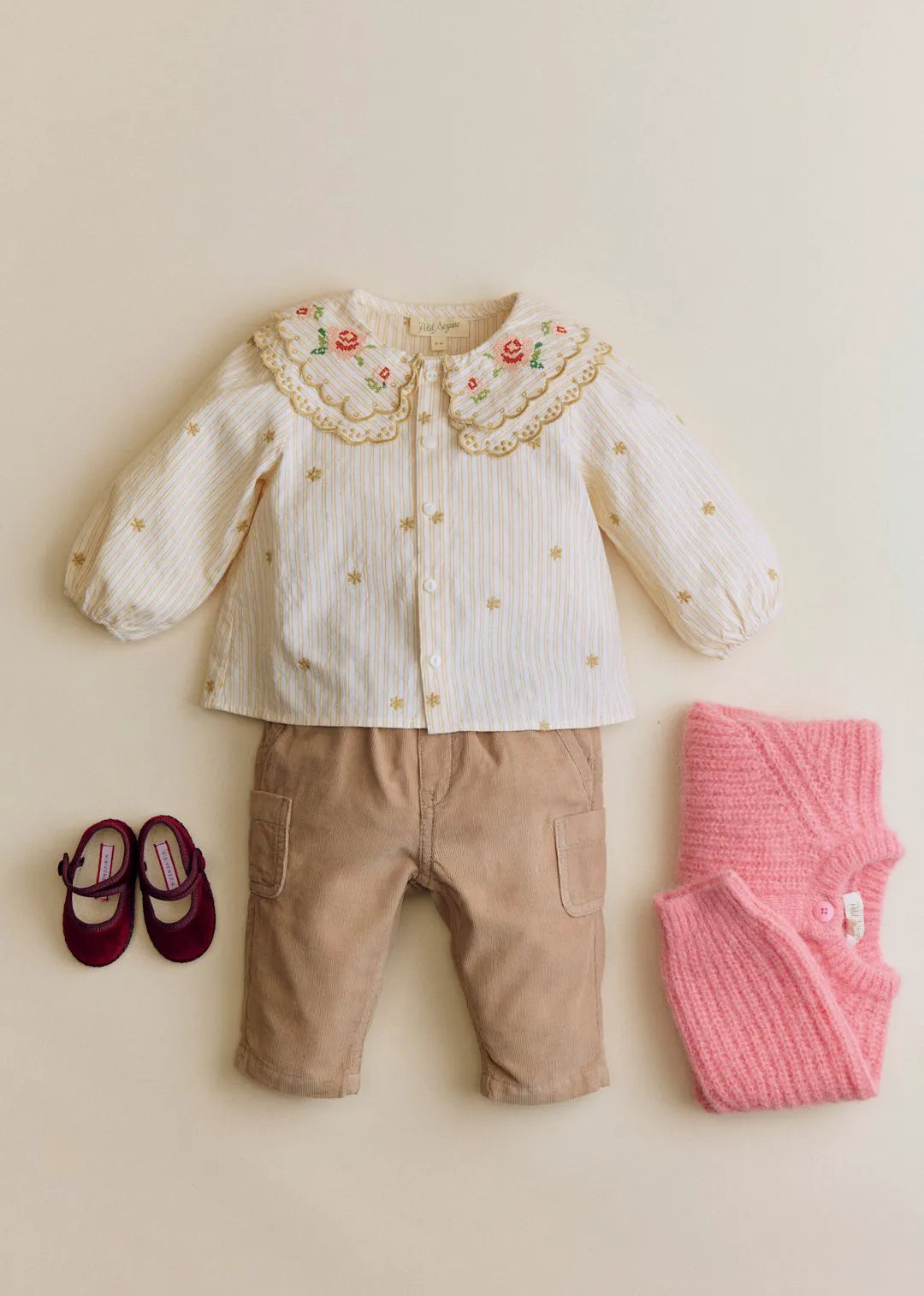 Woven Stripe + Doily Embroidery