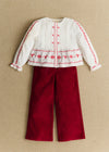 White with Red Embroidery