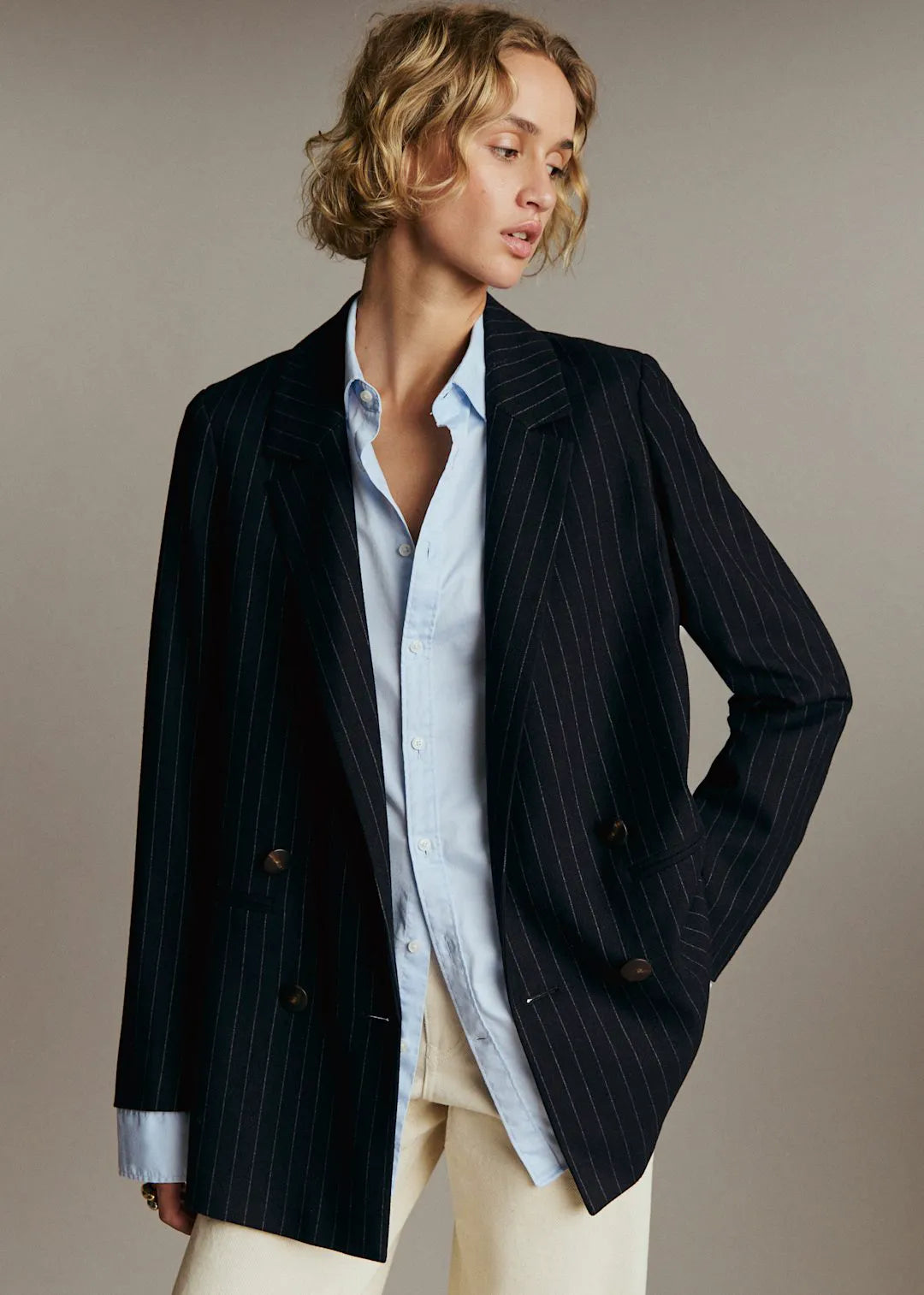 Navy Ecru Tennis Stripes