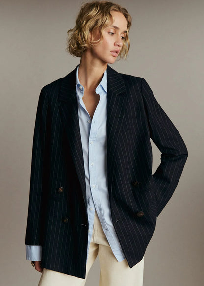 Navy Ecru Tennis Stripes