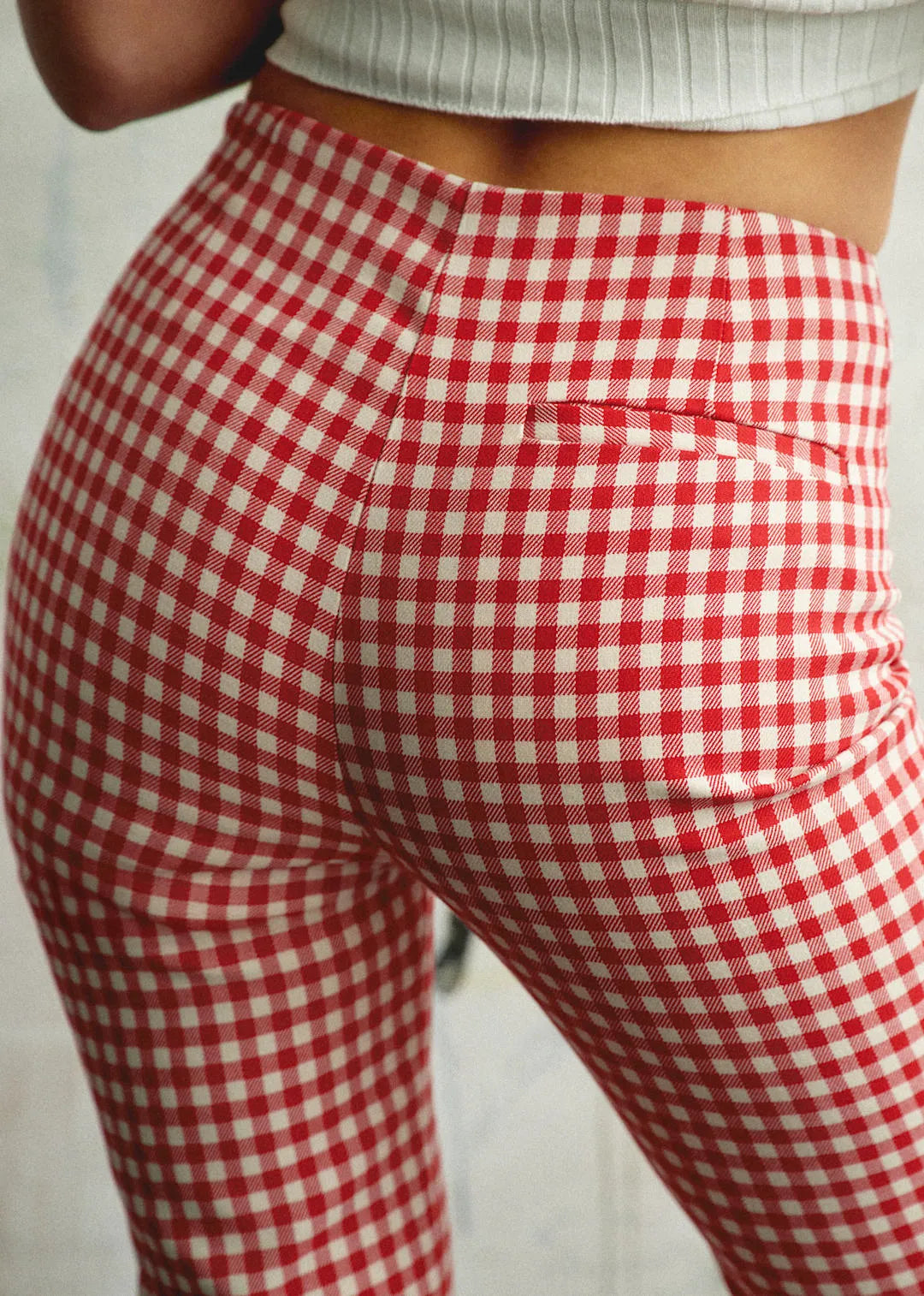 Gingham Red Ecru