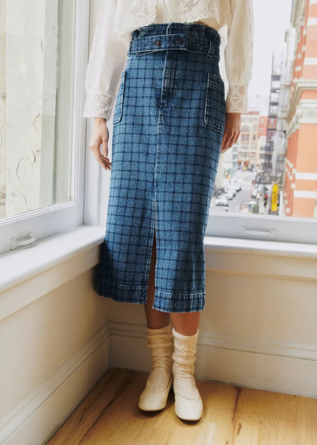 Denim with Navy Embroidery