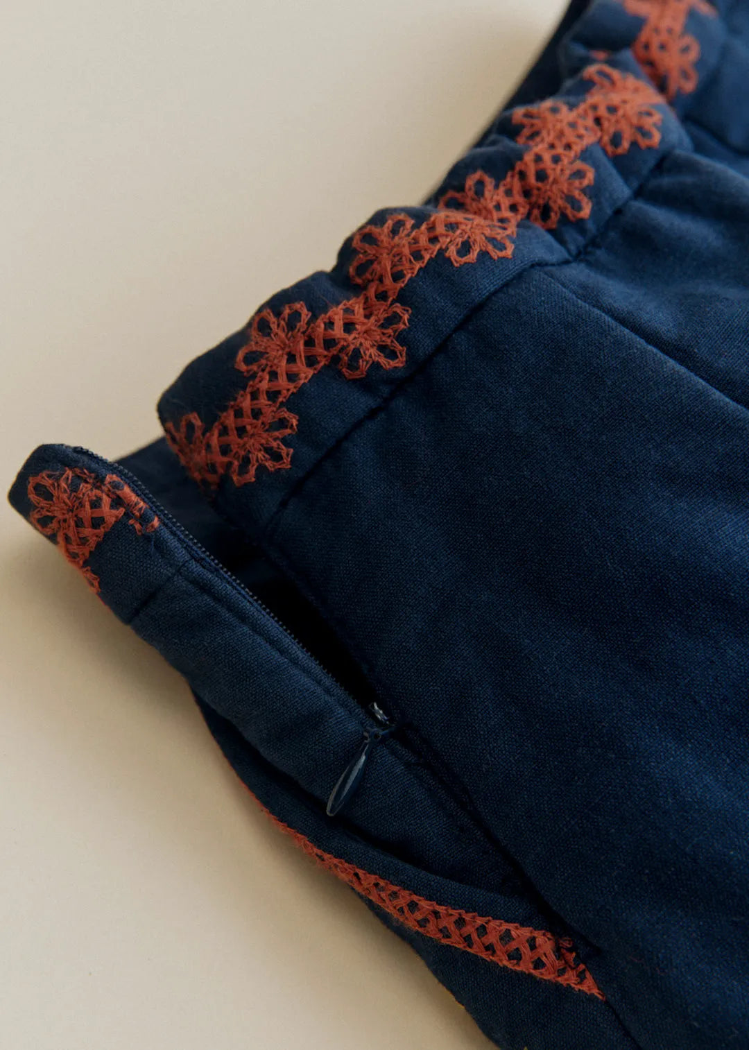 Vintage Ink Blue Embroidery