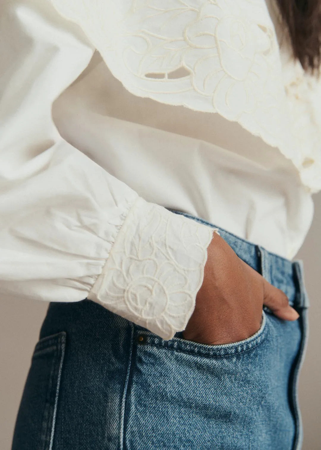 Placed Ecru Embroidery