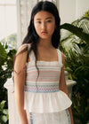 Ecru with Multicolored Embroidery