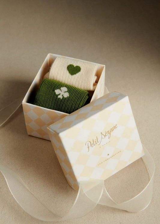 Ecru heart / Lucky green clover