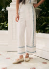 White with Blue Floral Embroidery