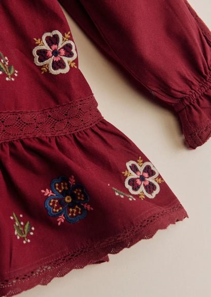 Burgundy / Jasmine Embroidery