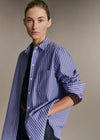 Ecru Blue Burgundy Stripes