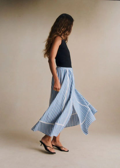 Blue and White Stripes with Embroidery