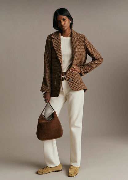 Beige Houndstooth Check