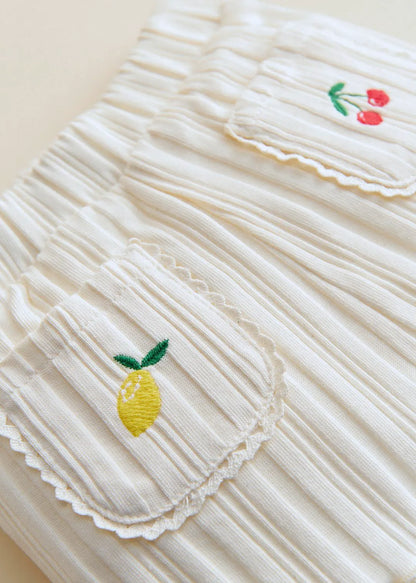 Ecru with Fruit Embroidery