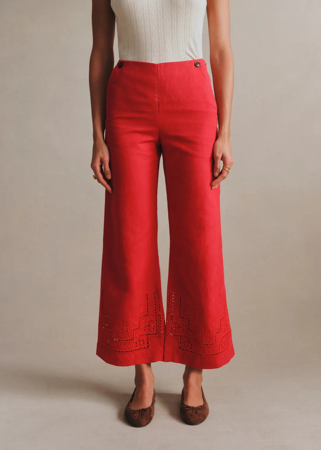 Placed Red Embroidery