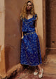 Azure Blue with Constrasting Ecru Embroidery
