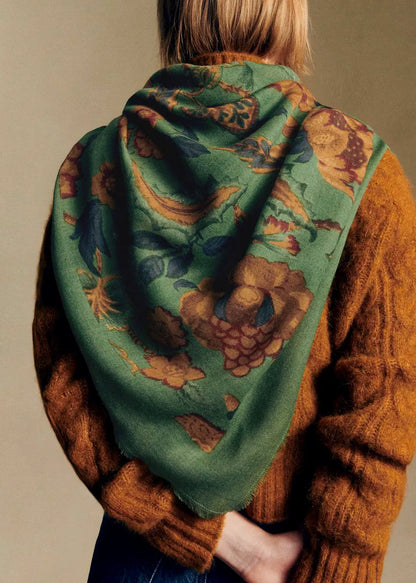 Sea Green / Retro Flowers