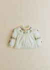 Ecru with Multicolored Embroidery