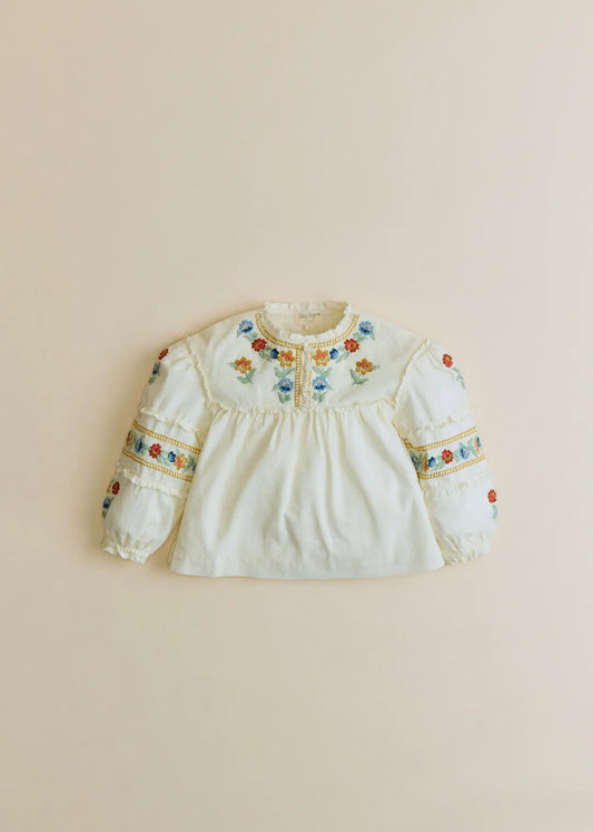 Ecru with Multicolored Embroidery