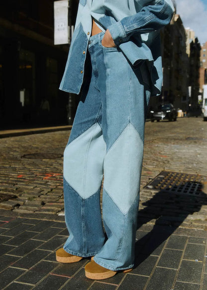 Patchwork Denim Light Blue