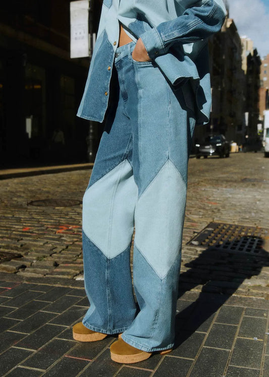 Patchwork Denim Light Blue