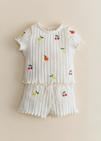 Ecru with Fruit Embroidery