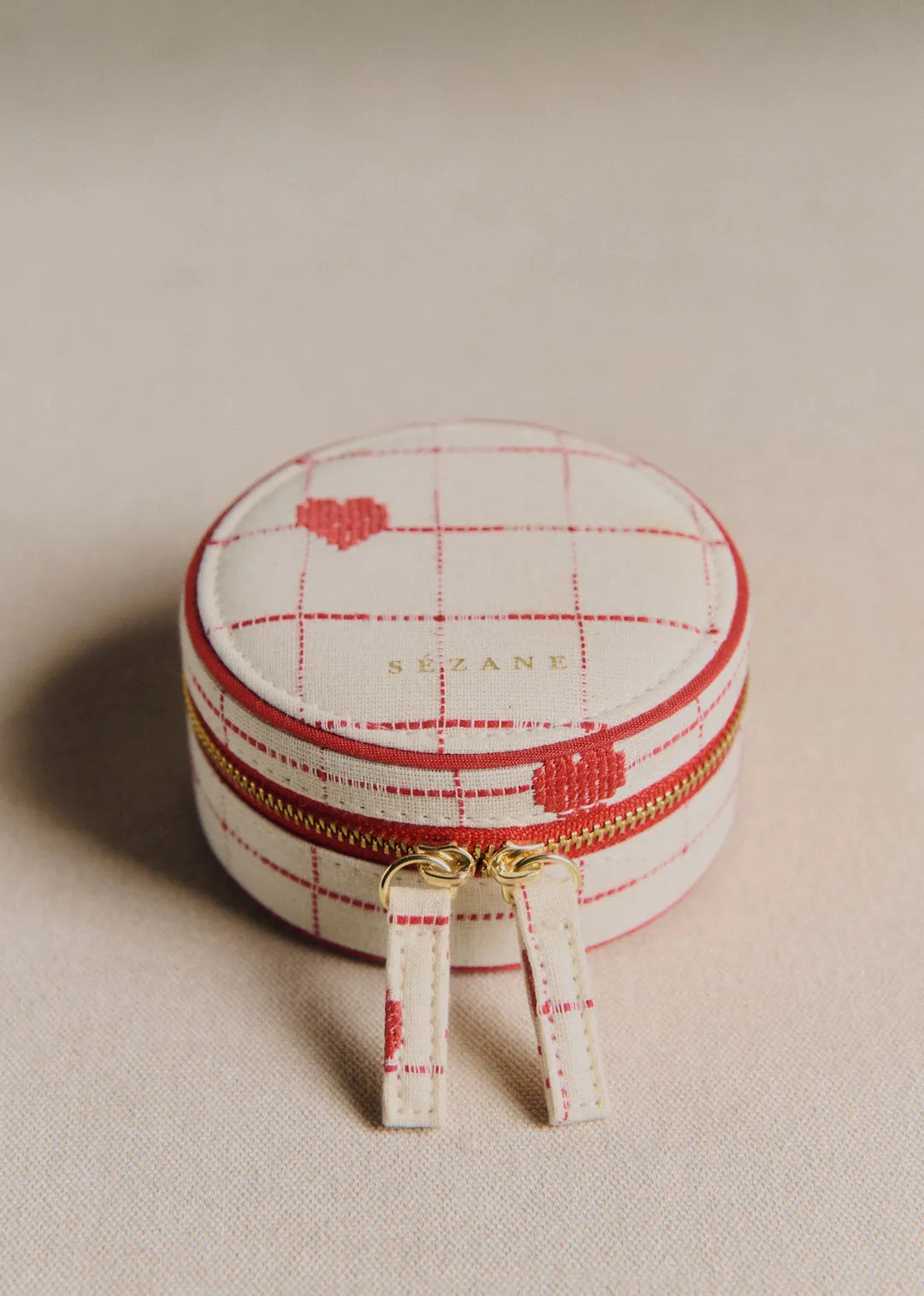 Embroidered Red Hearts