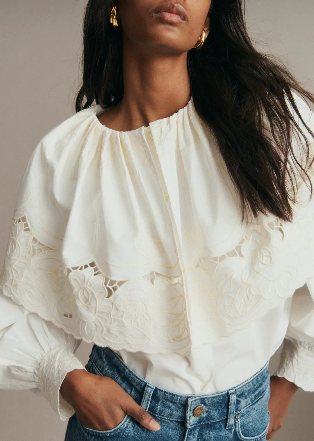 Placed Ecru Embroidery