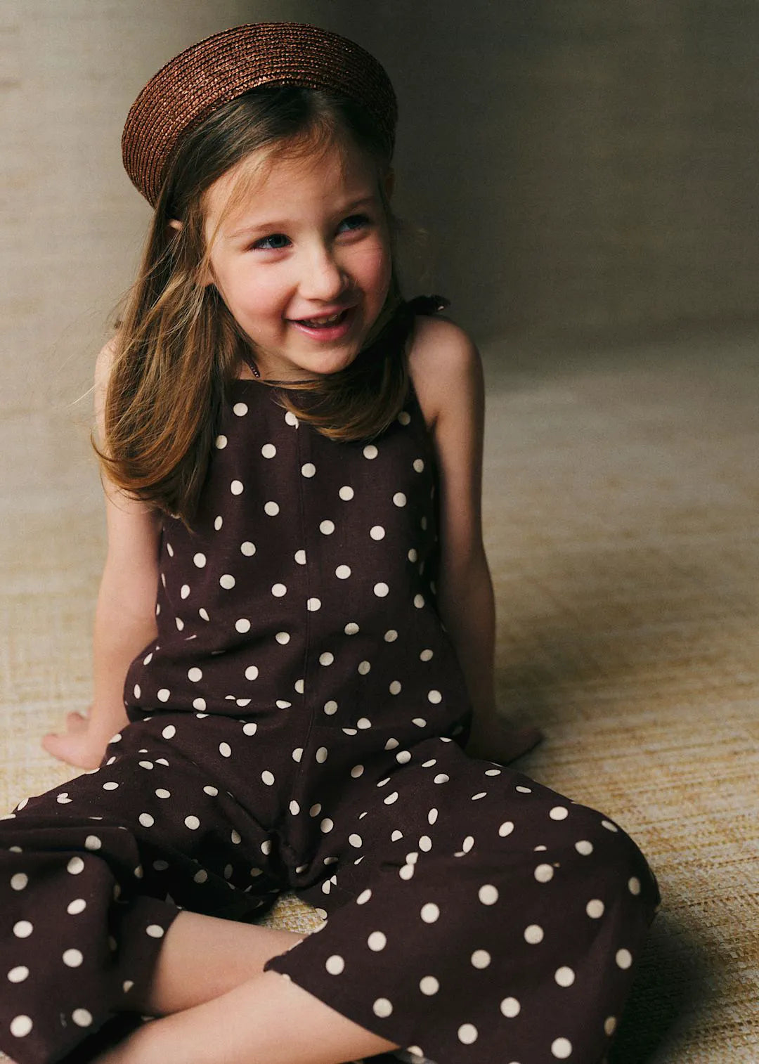 Ecru Polka Dots on Chocolate Print