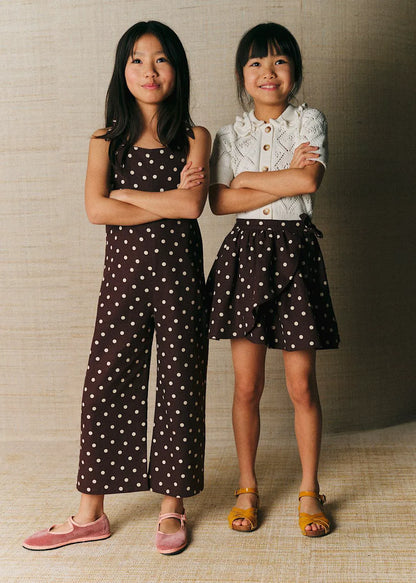 Ecru Polka Dots on Chocolate Print