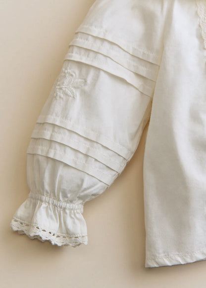 Ecru / Embroidered Flower Border