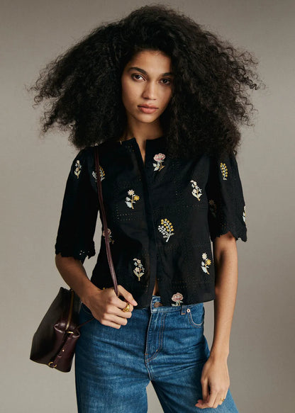 Black with Embroidery