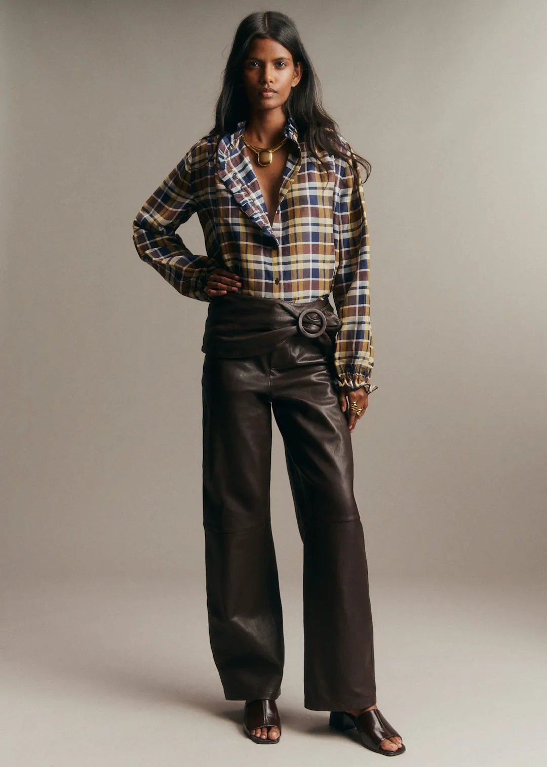Brown Navy Check