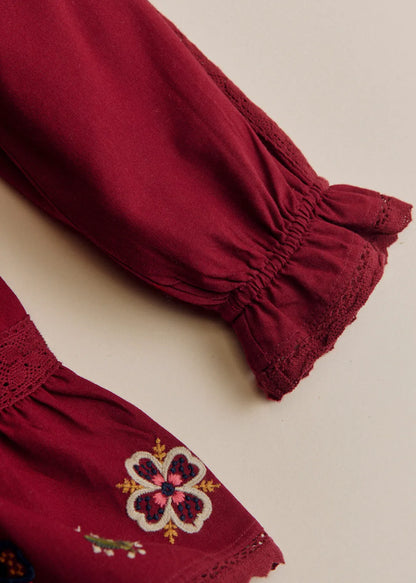 Burgundy / Jasmine Embroidery
