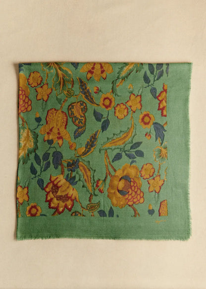 Sea Green / Retro Flowers