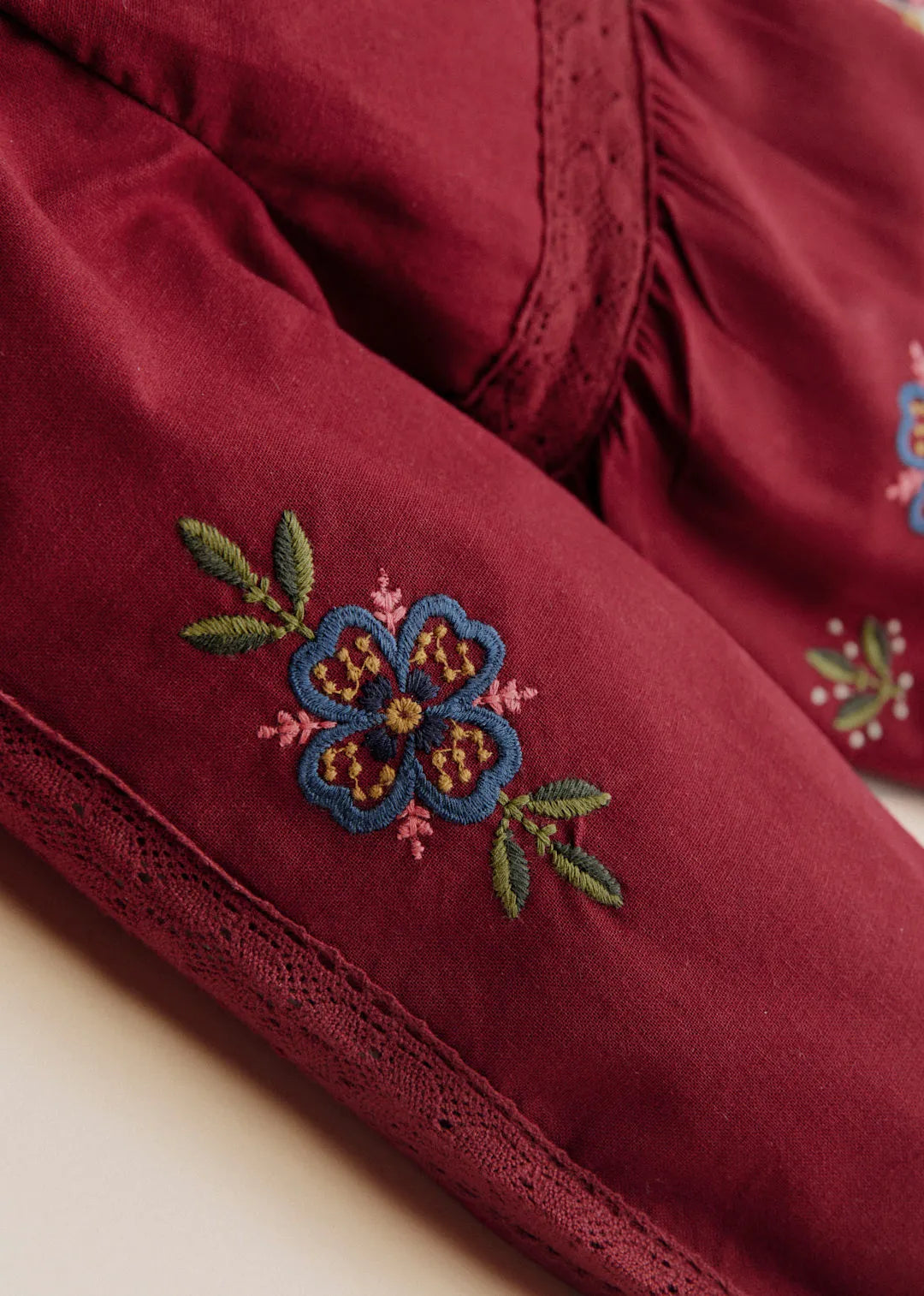 Burgundy / Jasmine Embroidery
