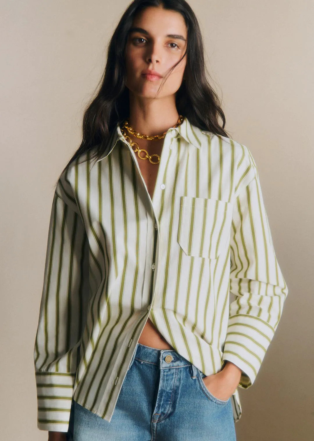Ecru Khaki Stripes