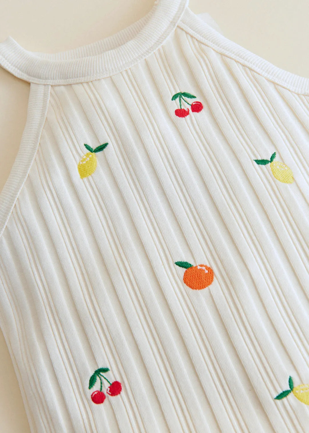 Ecru with Fruit Embroidery