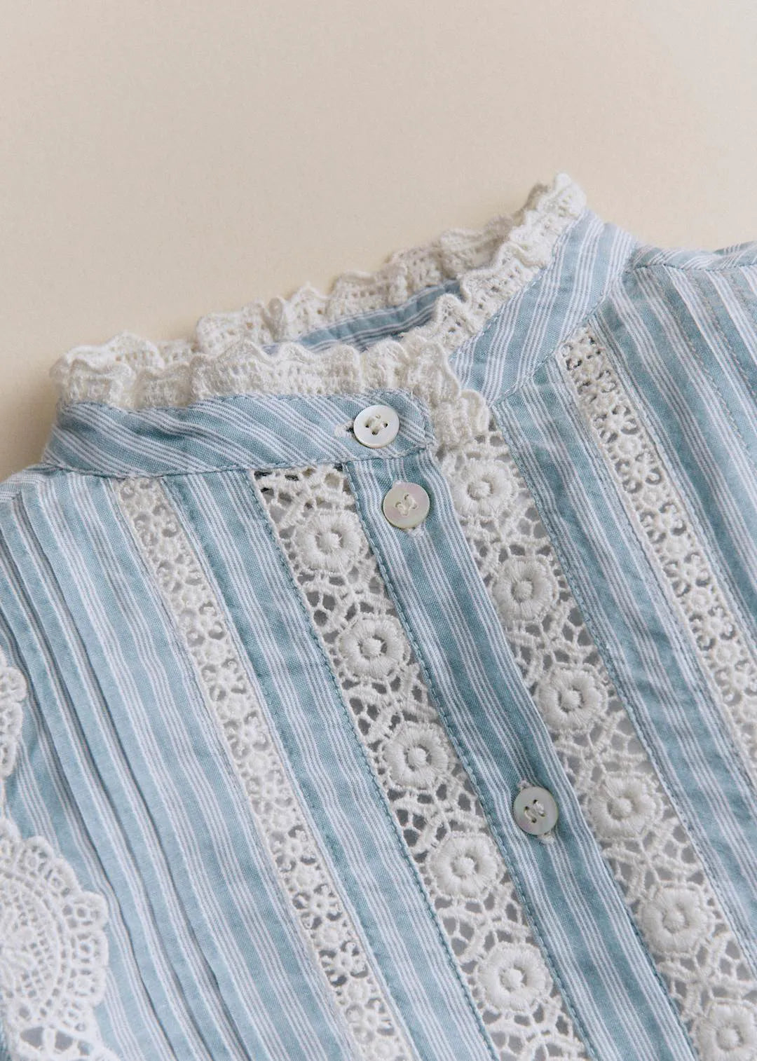 Ecru with Blue Stripes
