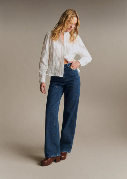 Dark Navy with Eyelet Embroidery