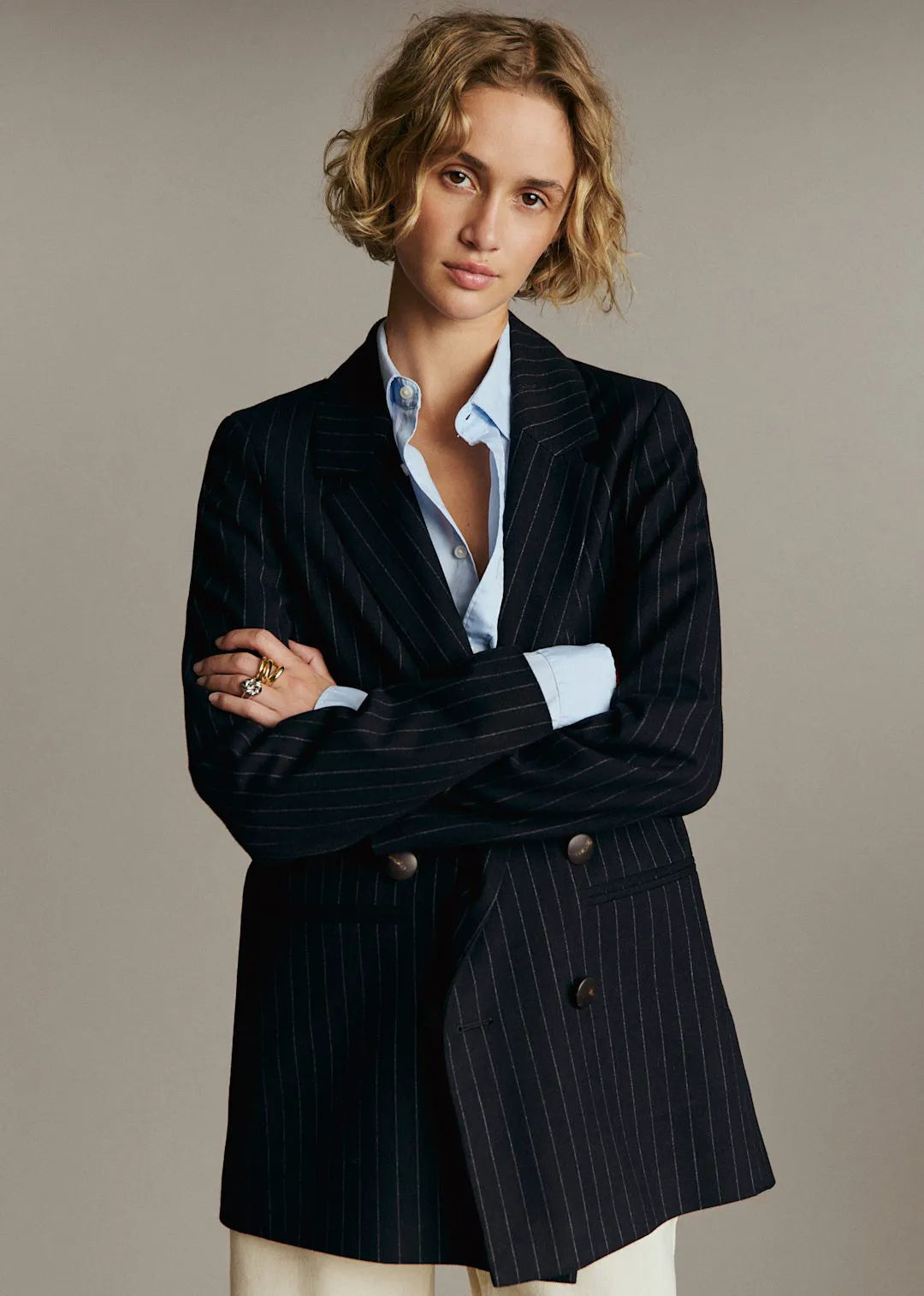 Navy Ecru Tennis Stripes
