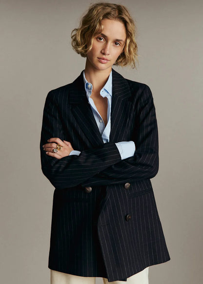 Navy Ecru Tennis Stripes