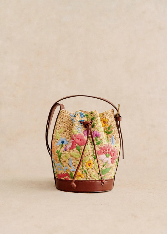Raffia with Floral Embroidery