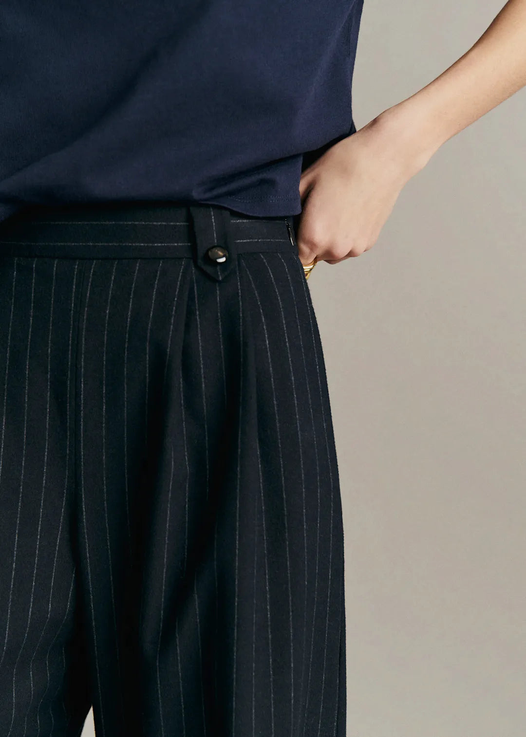 Navy Ecru Tennis Stripes