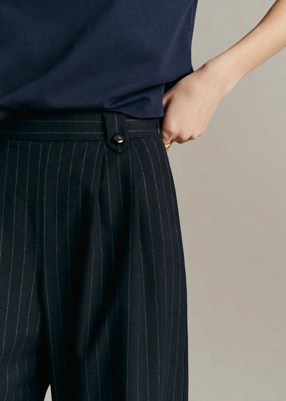 Navy Ecru Tennis Stripes