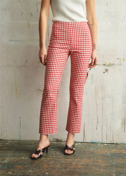 Gingham Red Ecru