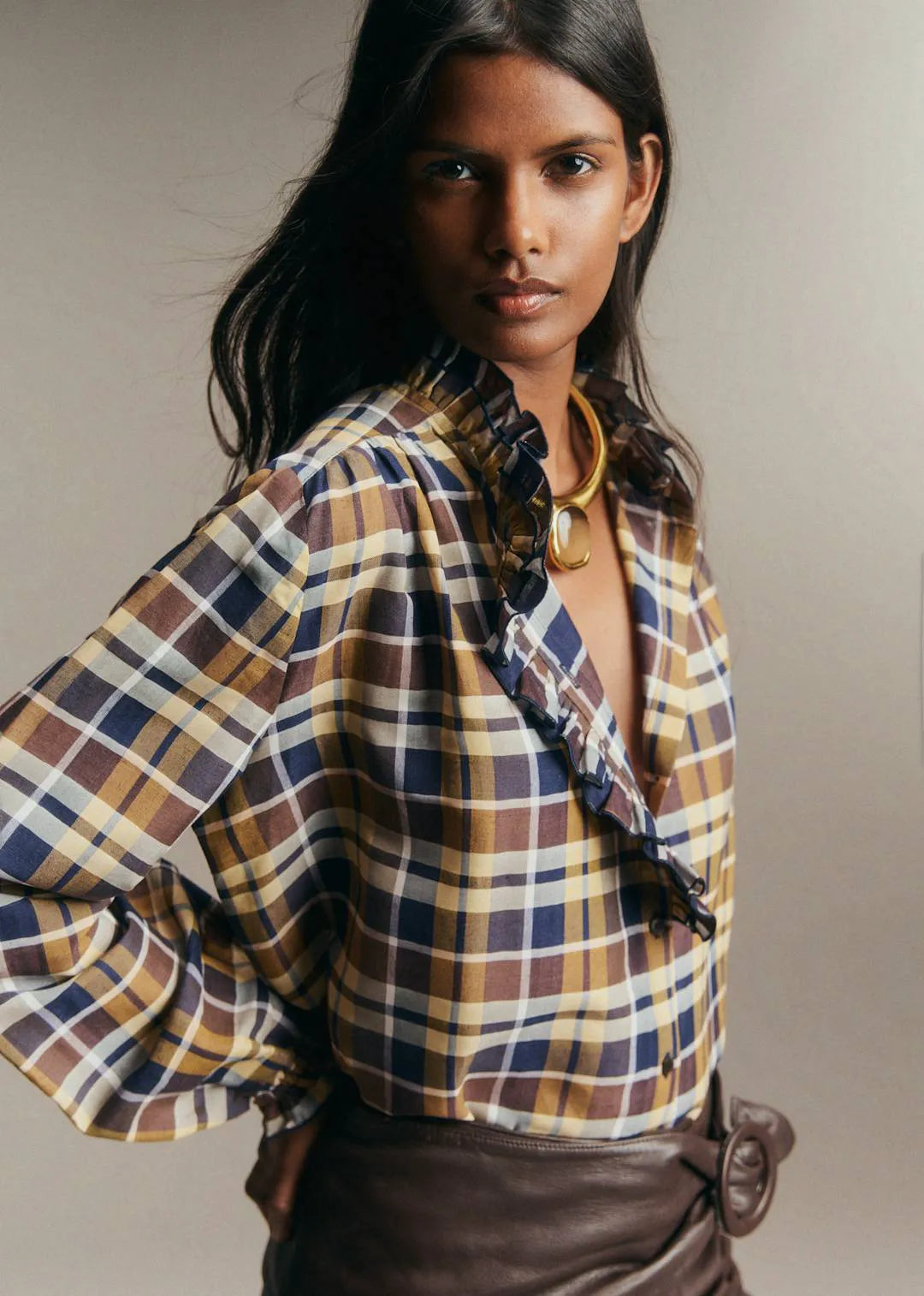 Brown Navy Check