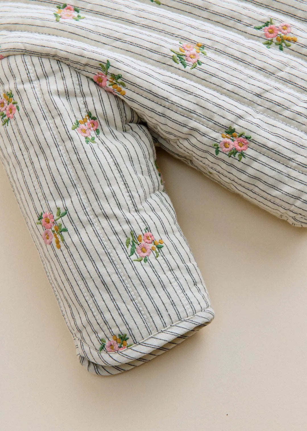 Stripes with Floral Embroidery