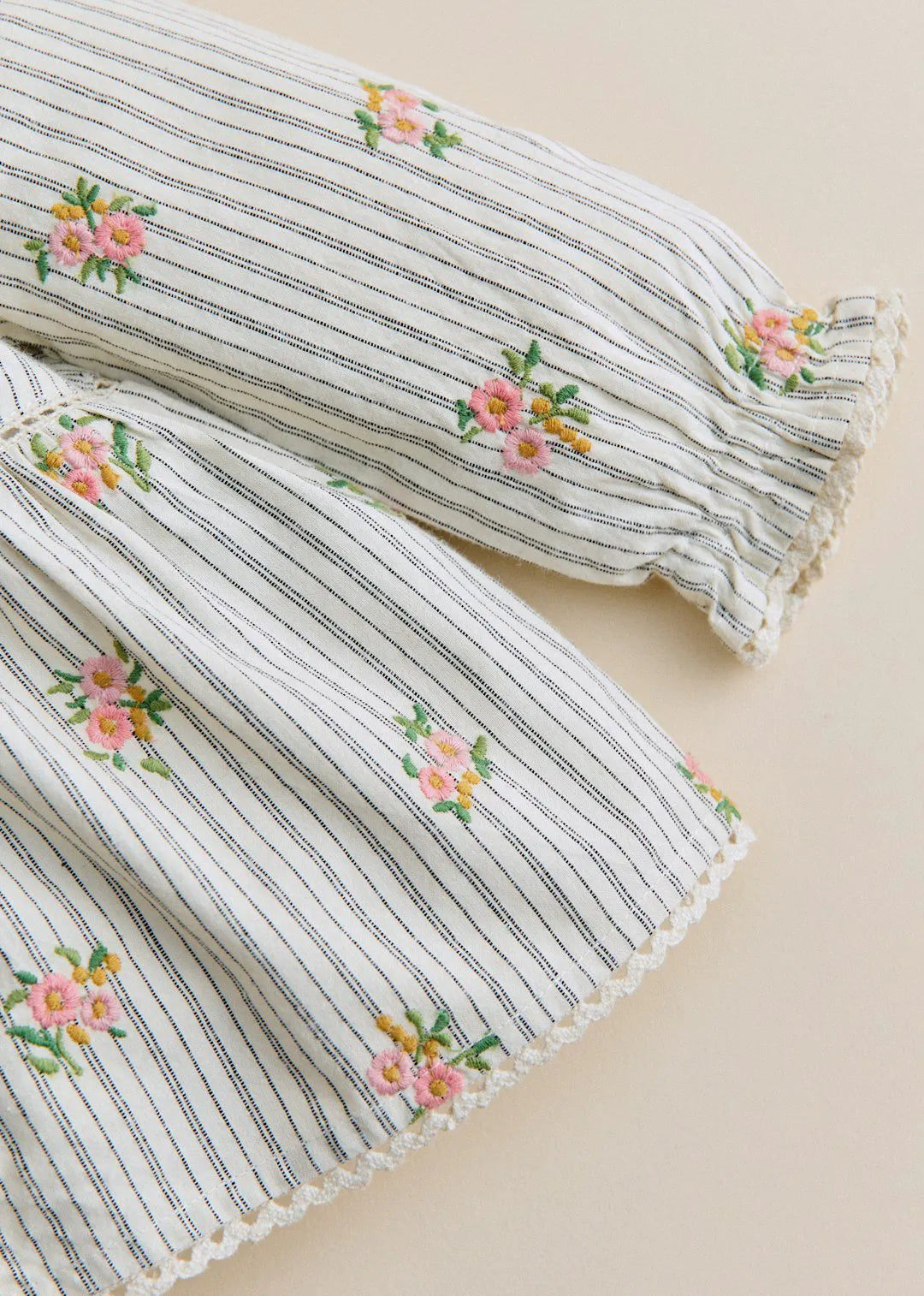 Stripes with Floral Embroidery