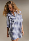 Ecru With Blue Stripes
